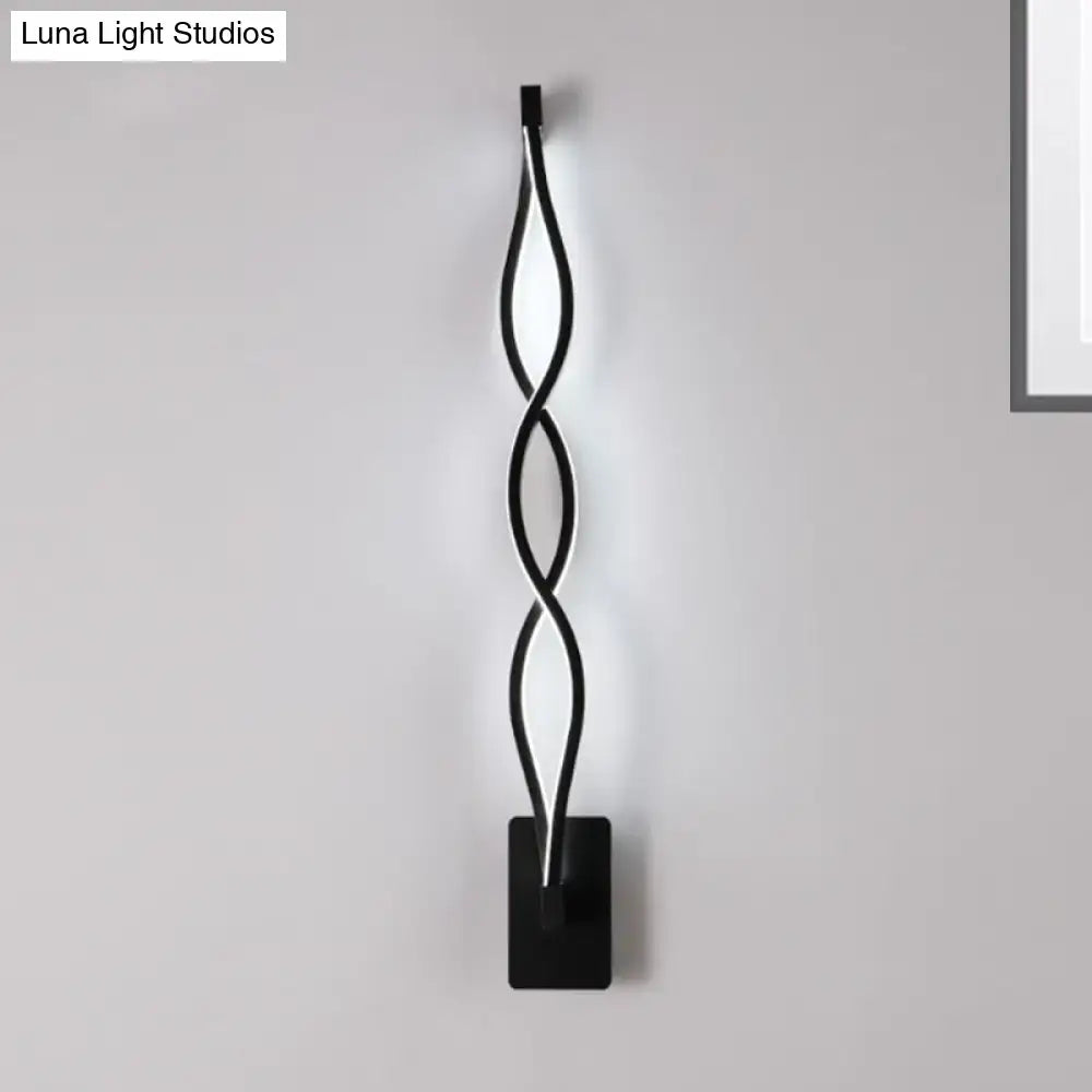Modern twisted black & white led wall sconce bedroom light