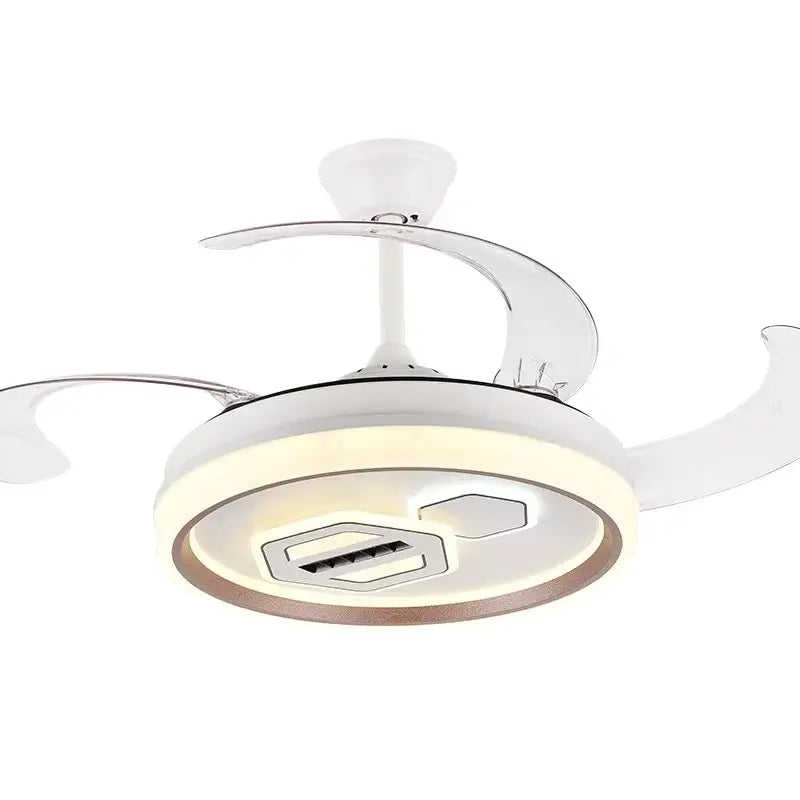 Modern white adjustable blade ceiling fan – living room led light