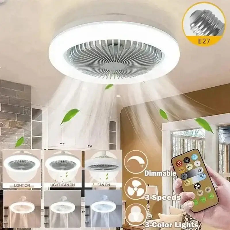 Modern white ceiling fan light with e27 socket for bedroom