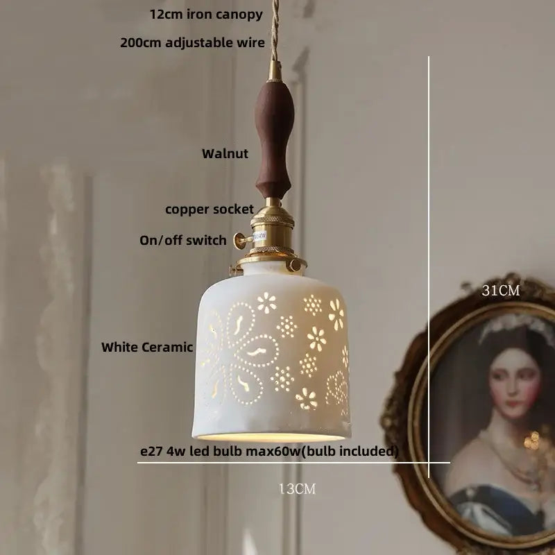Modern white ceramic flower pendant lamp kitchen led lighting