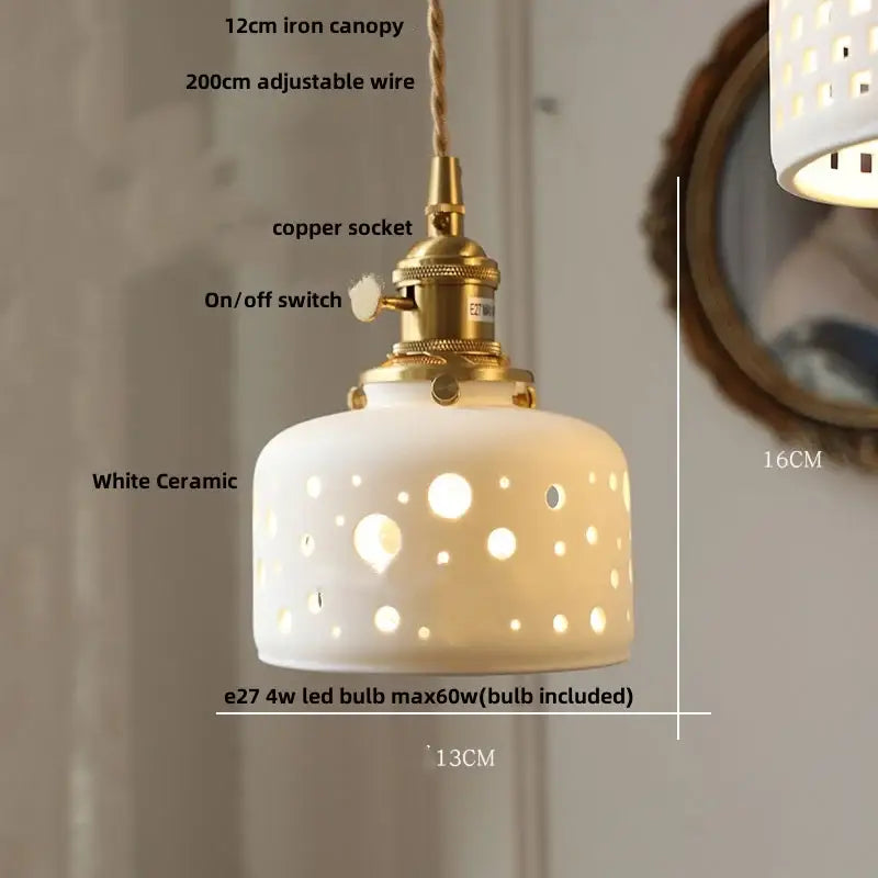 Modern white ceramic flower pendant lamp kitchen led lighting
