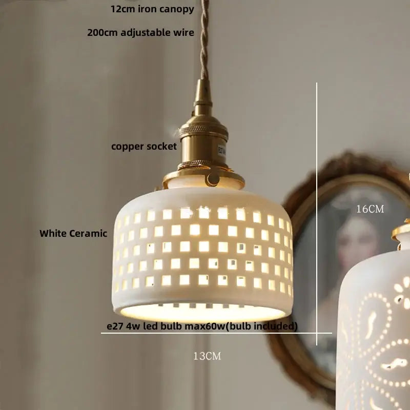 Modern white ceramic flower pendant lamp kitchen led lighting
