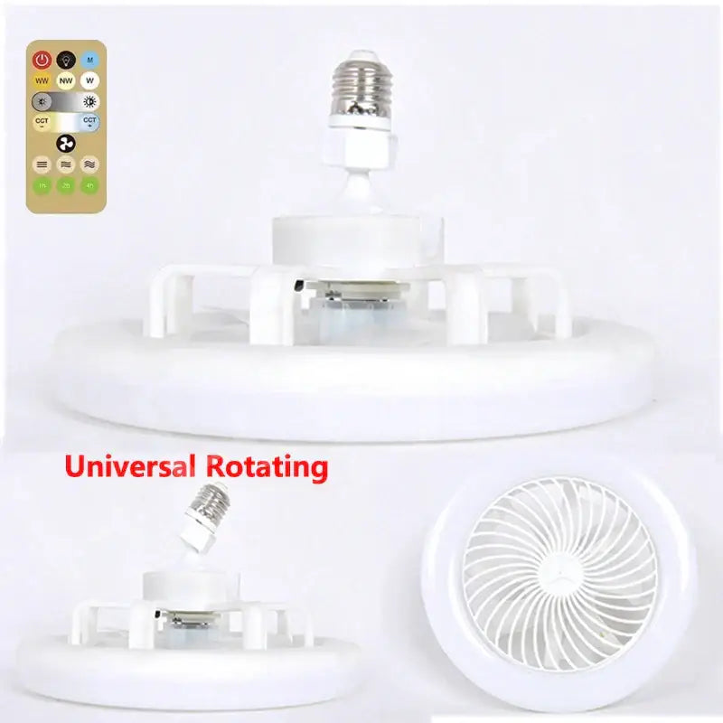 Modern white circular ceiling fan with light for bedroom e27 base