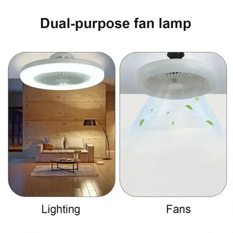 Modern white circular ceiling fan with light for bedroom e27 base