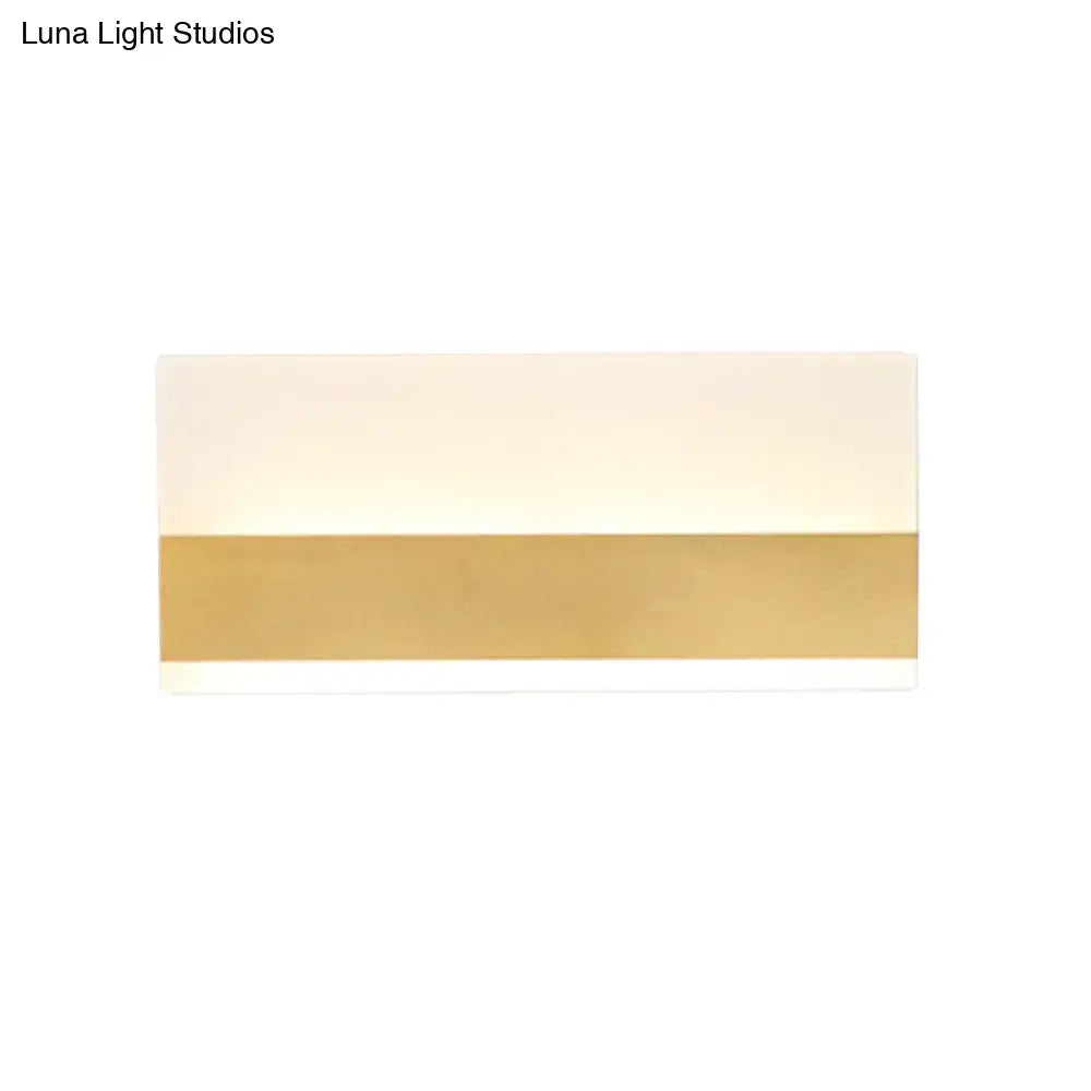 DecorBites™ Golden LED Wall Sconce: Simplicity Cuboid Design, Acrylic, White/Warm Light