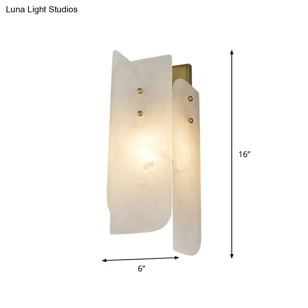 DecorBites™ Modern Marble 1-Light Corner Wall Sconce Lamp in White