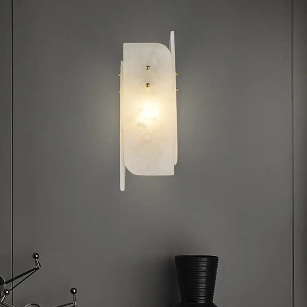 DecorBites™ Modern Marble 1-Light Corner Wall Sconce Lamp in White