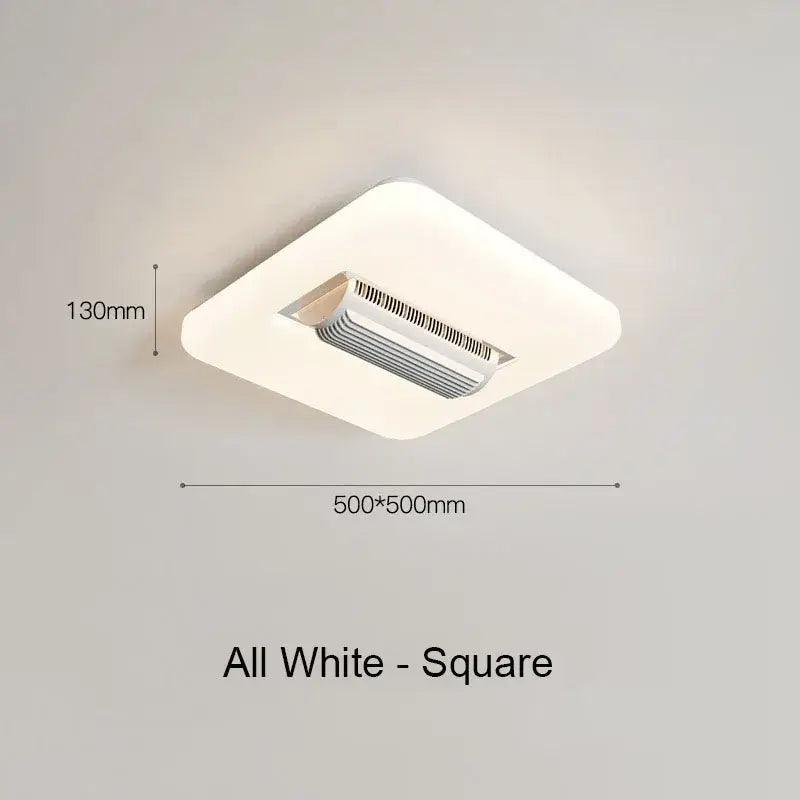 Modern white rectangular bladeless ceiling fan light bedroom