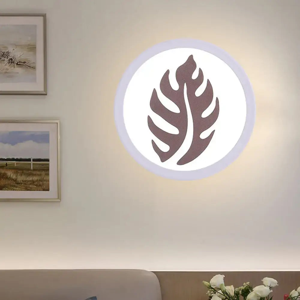 Modern white sector leaf pattern wall light – living room sconce