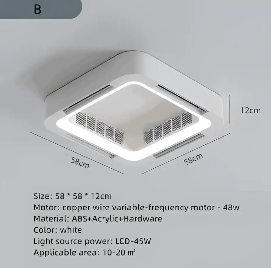DecorBites™ Bladeless Ceiling Fan Light Remote Control LED Circulator for Bedroom Living Room