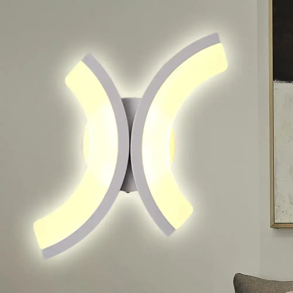 Modern white u-shaped led wall sconce – bedroom warm & white light