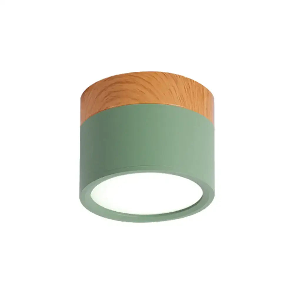 Modern yellow wood flush mount ceiling light for kitchen