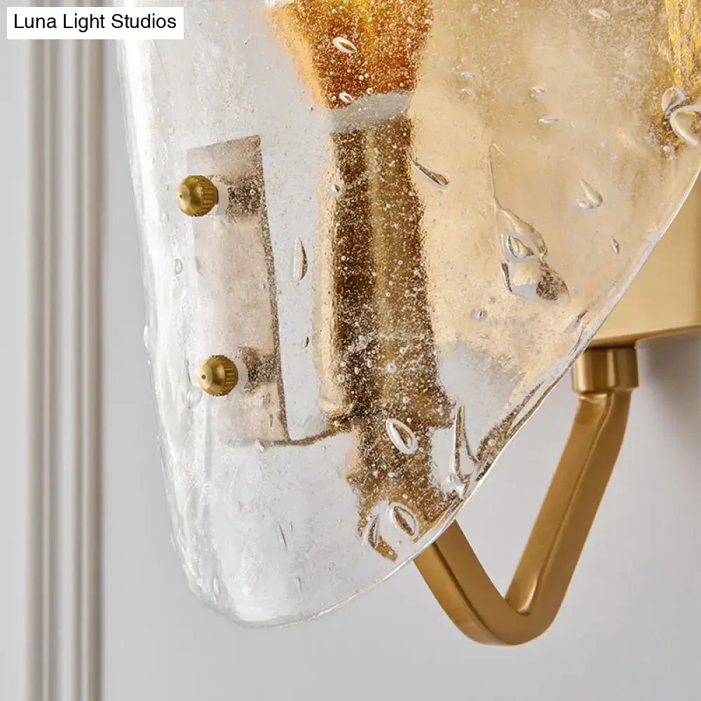 DecorBites™ Modernist Glass Shield Wall Lamp: Golden Sconce Light with Arm