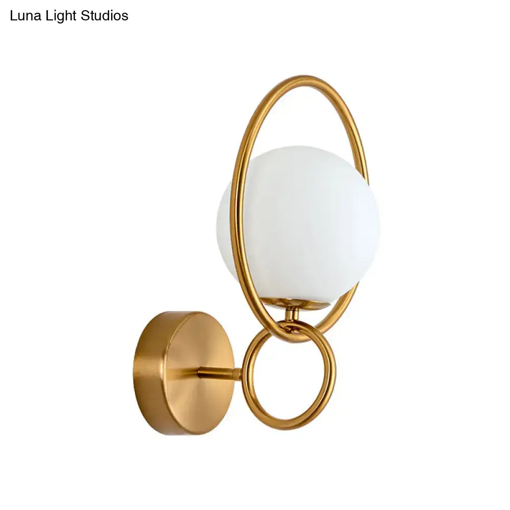 DecorBites™ Modernist Gold Wall Sconce Light with White Glass Shade