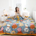 Multicolor boho printed cotton blanket bedroom cat pattern bed throw