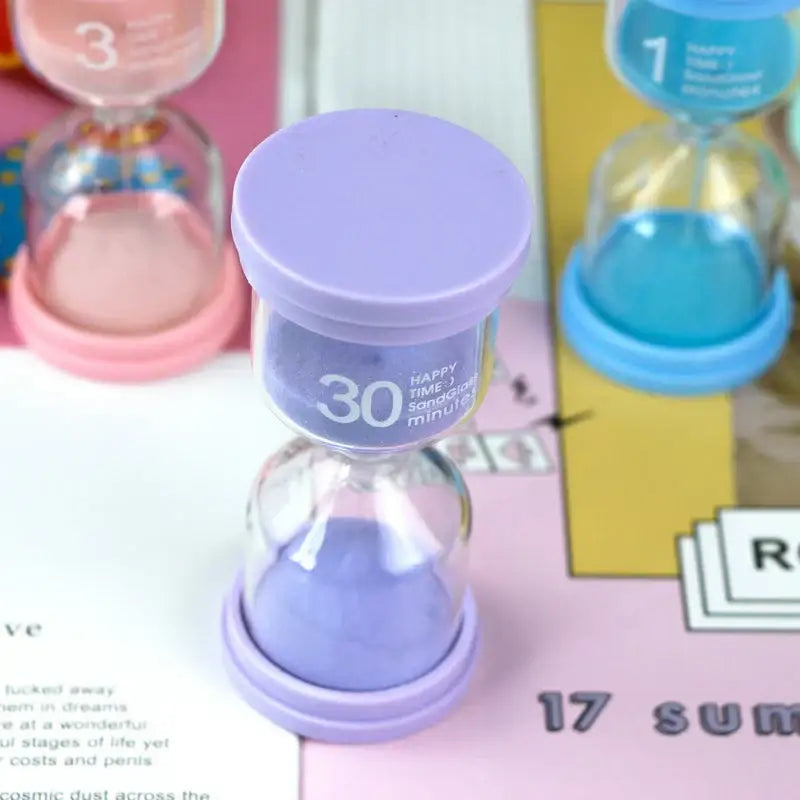 Pastel colorful glass hourglass sand timer set for kids bedroom