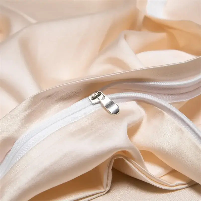 Peach satin cooling cotton solid bedding set for bedroom