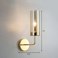 Postmodern brass finish smoked glass wall lamp bedroom sconce