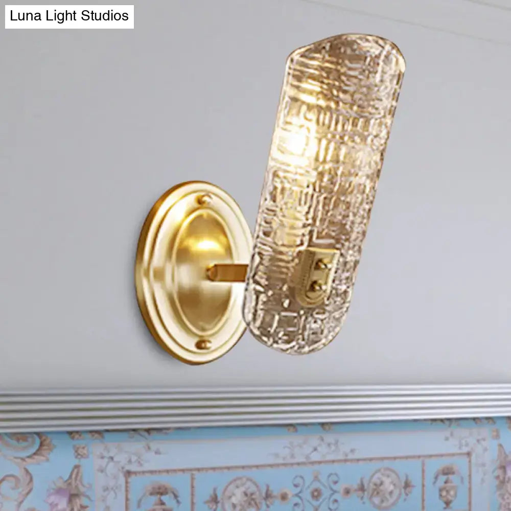 Prism textured glass gold wall light for corridor