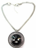 Queen Medallion Necklace Silver Statement Pendant Layered