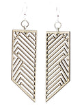 Rectangular Geometric Wood Earrings Laser Cut Long Dangle