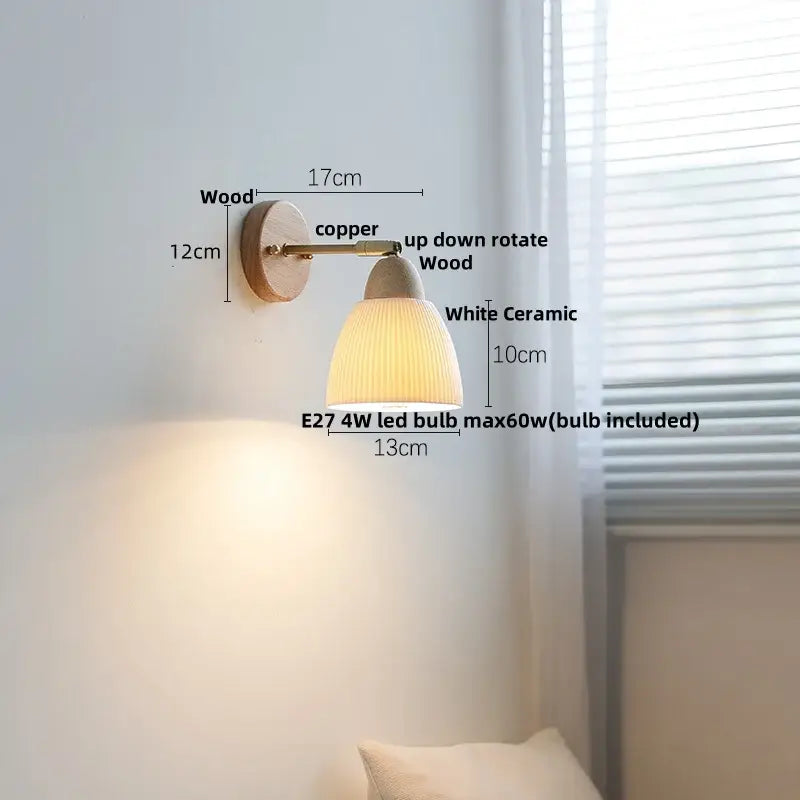DecorBites™ Ceramic Wood Up Down Rotate LED Wall Sconce Light Fixtures