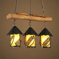 Rustic loft lantern suspension – dining room wooden beam light