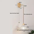 Rustic wood and brass wall light with clear glass pull chain switch