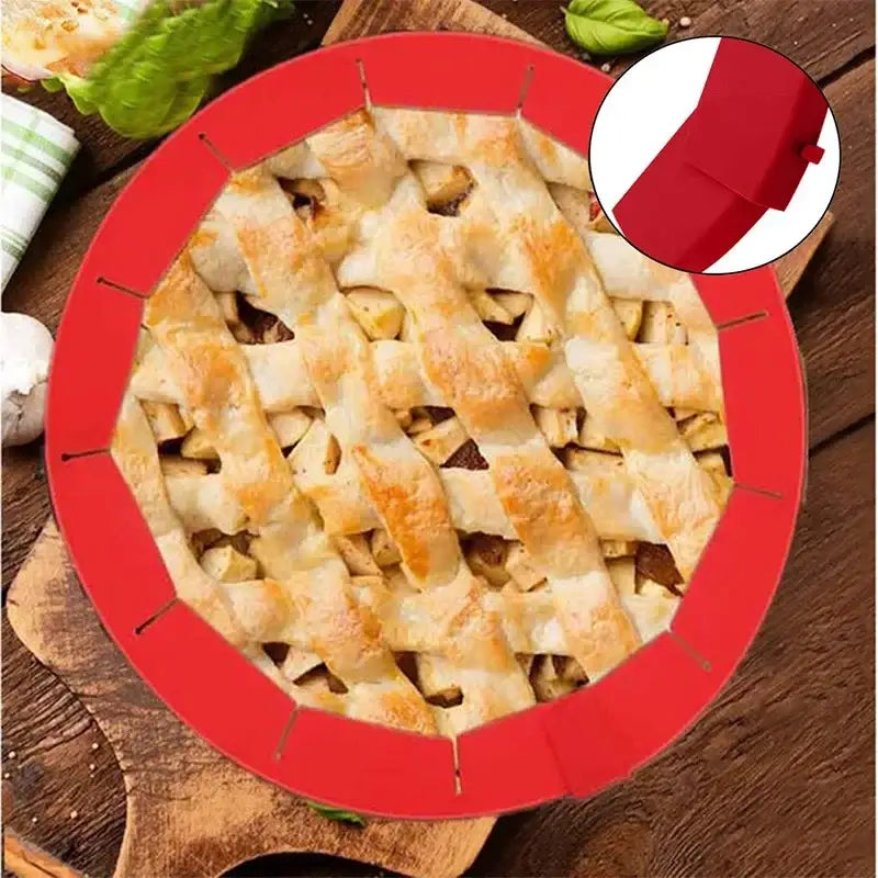 Adjustable Silicone Pie Crust Shield by DecorBites™: Reusable Baking Tool for Perfect Crusts