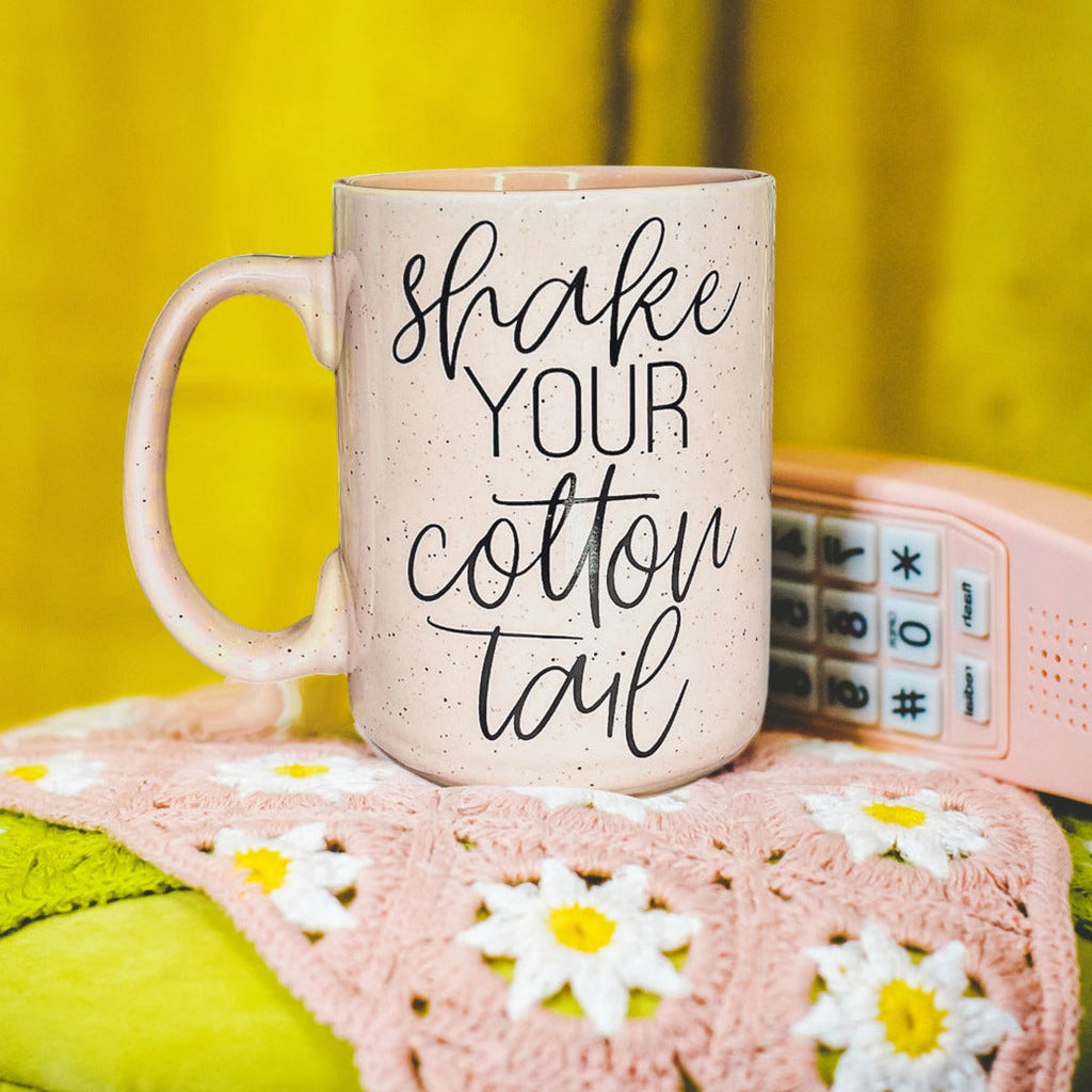 Shake Your Cotton Tail 16oz Ceramic Easter Coffee Mug Pastel Pink Blue