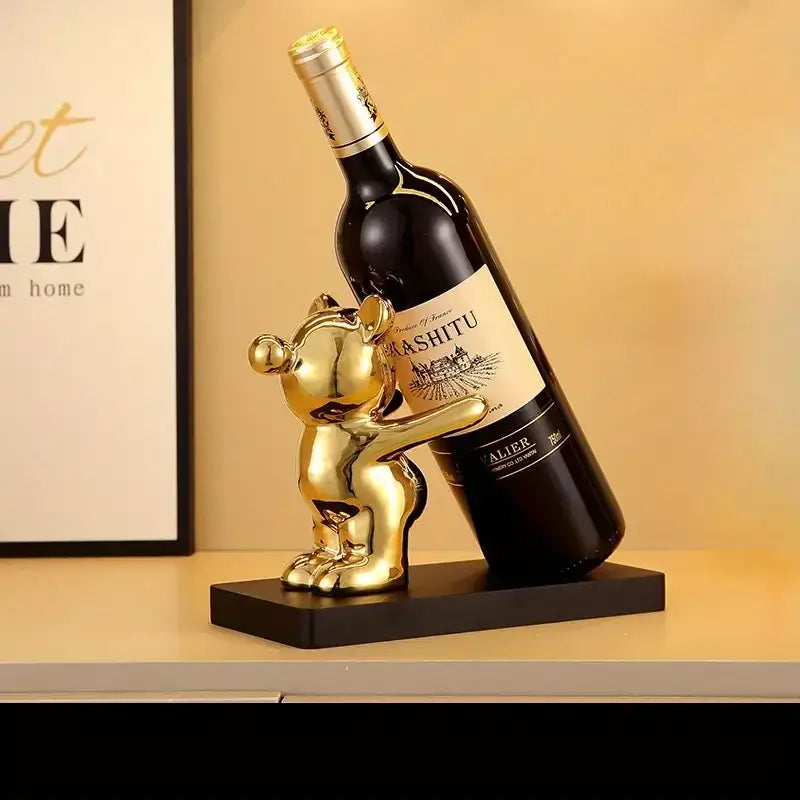 DecorBites™ Bear Wine Rack Cup Holder for Home Bar, Kitchen Storage & Decor