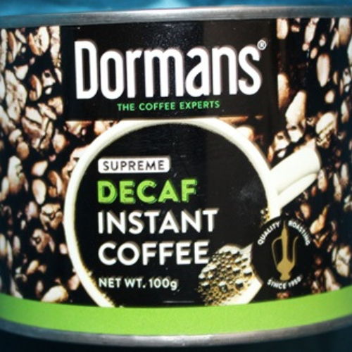 Dormans Supreme Decaf Instant Coffee 100g front label package 