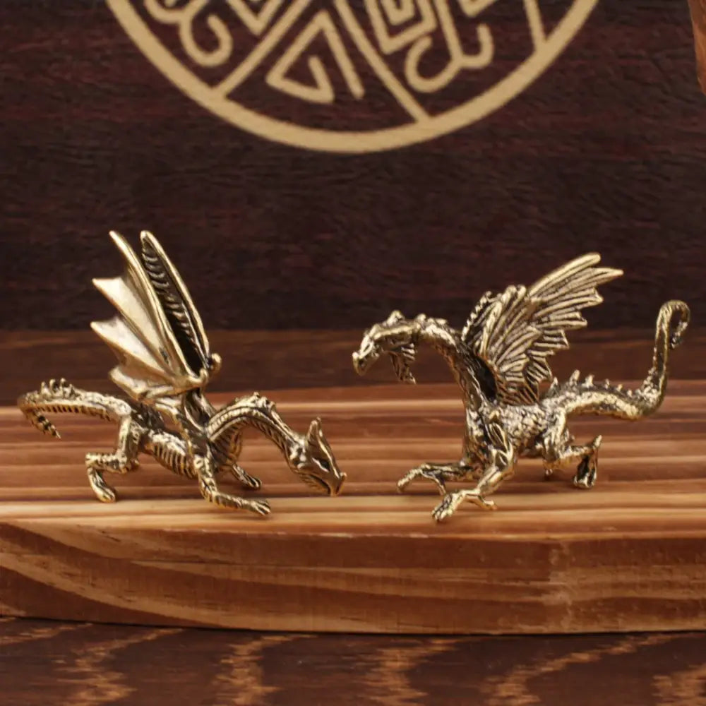 Vintage brass flying dragon sculpture living room ornament