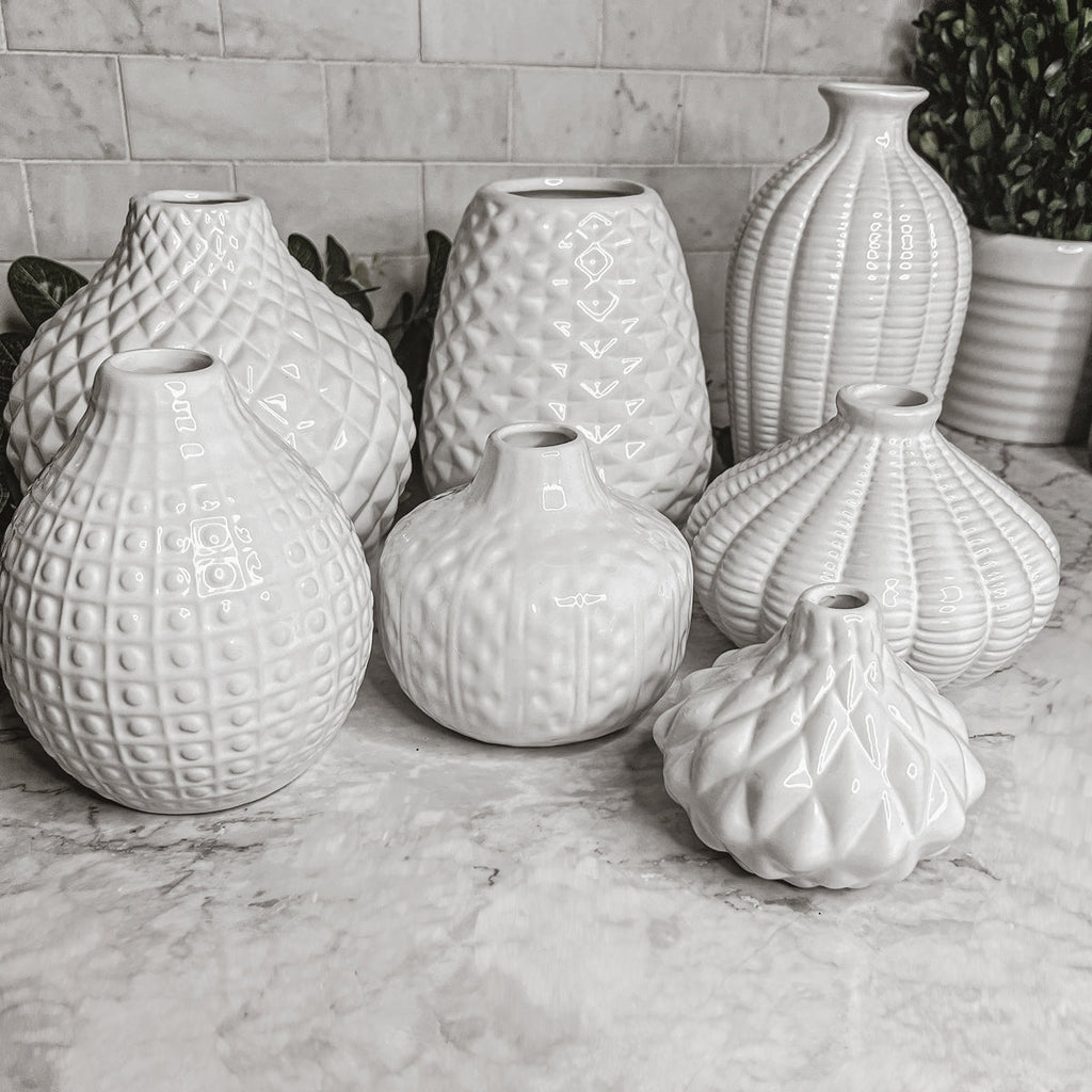 Whitney Ceramic Vases White Artisan Decorative Vase Set Or Single For Mantel