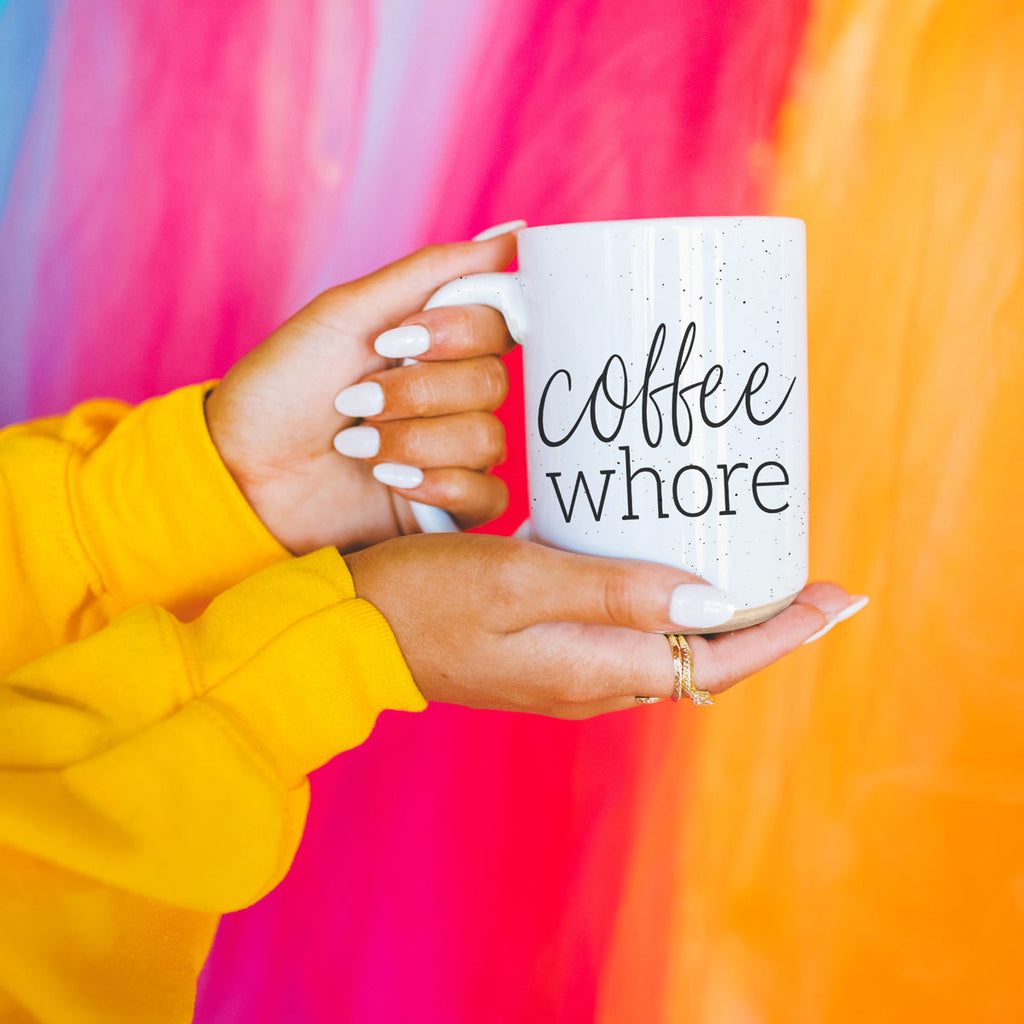 Coffee Whore 16oz Ceramic Coffee Mug - Large Funny Sass Morning Gift