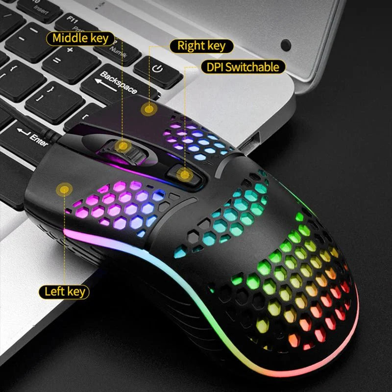 Wired Gaming Mouse | 1600 DPI Optical USB with 7 Breathing LED Lights