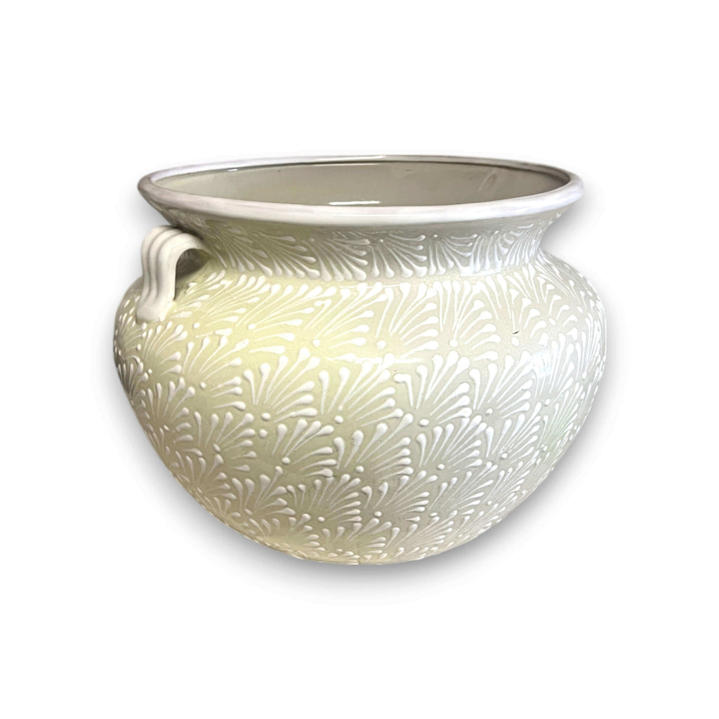 Extra Large Talavera Flower Pot | White Handmade Mexican Planter