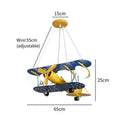 Yellow and blue biplane airplane chandelier led lights for boys bedroom